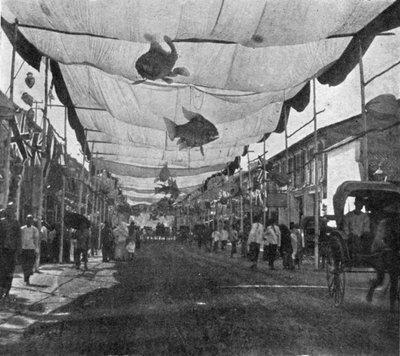 The Decorations in the Main Street, Singapore by English Photographer